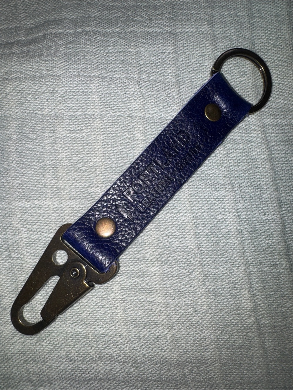 Portland Leather Navy Blue Leather Key & Card Holder Strap